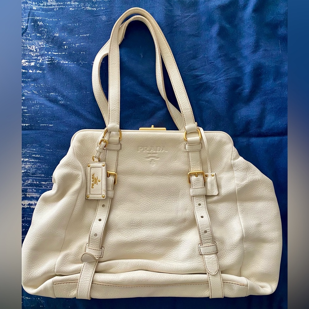 Large deerskin leather authentic Prada bag